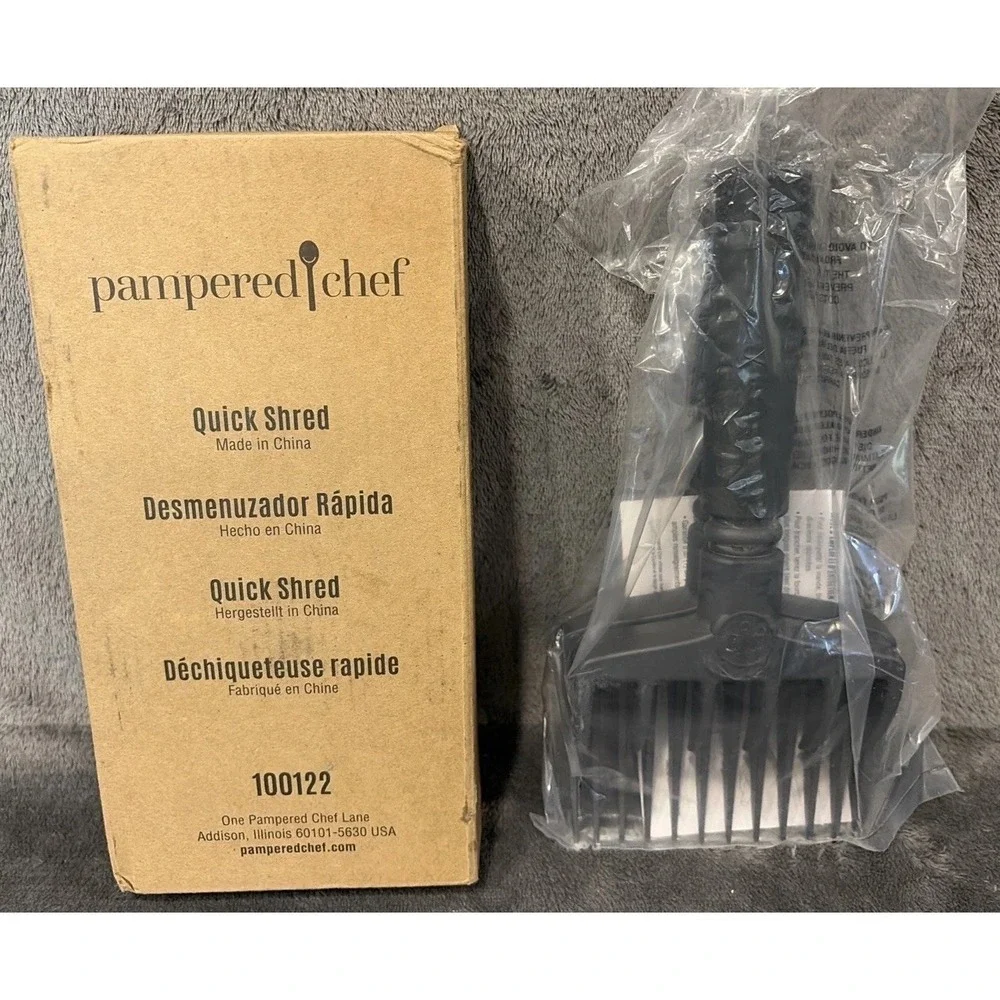 New Pampered Chef 2Pcs Gray Quick Shred 100122 Pork Chicken Meat Shredding Forks